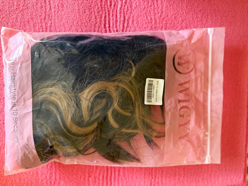 WIGYY Women's Clip-In Synthetic Curly Wavy Hairpiece, Dark/Golden Brown